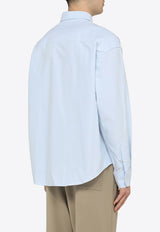 AMI PARIS Logo Embroidered Long-Sleeved Shirt Blue BFUSH130CO0031/O_AMI-450
