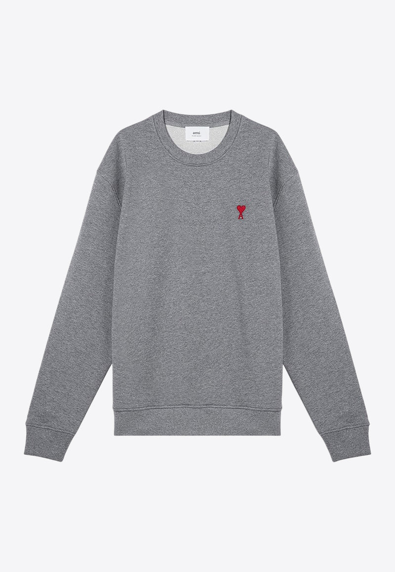 AMI PARIS Ami De Coeur Crewneck Sweatshirt  Gray BFUSW001U730/P_AMI-055