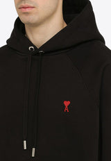 AMI PARIS Logo Embroidered Hooded Sweatshirt Black BFUSW205747/O_AMI-001