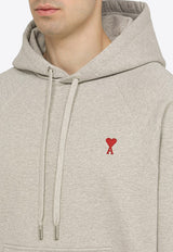 AMI PARIS Logo Embroidered Hooded Sweatshirt Gray BFUSW205747/O_AMI-0951