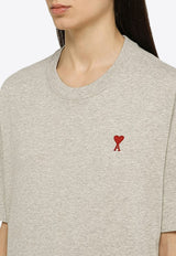 AMI PARIS Logo Embroidered Crewneck T-shirt Gray BFUTS005-726/O_AMI-0951