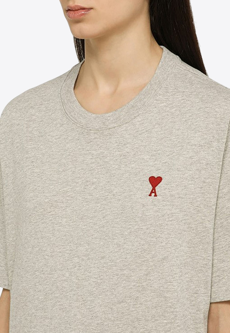 AMI PARIS Logo Embroidered Crewneck T-shirt Gray BFUTS005-726/O_AMI-0951