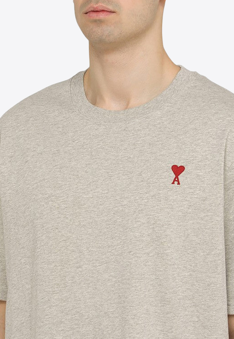AMI PARIS Logo Embroidered Crewneck T-shirt Gray BFUTS005726/O_AMI-0951