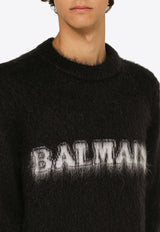 Balmain Logo Brushed Wool-Blend Sweater BH0KD000KF38/N_BALMA-EAB