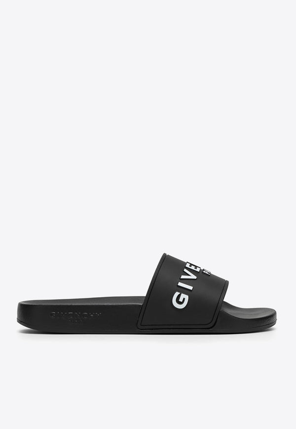 Givenchy Logo Rubber Slides BH301TH1H4/O_GIV-001 Black