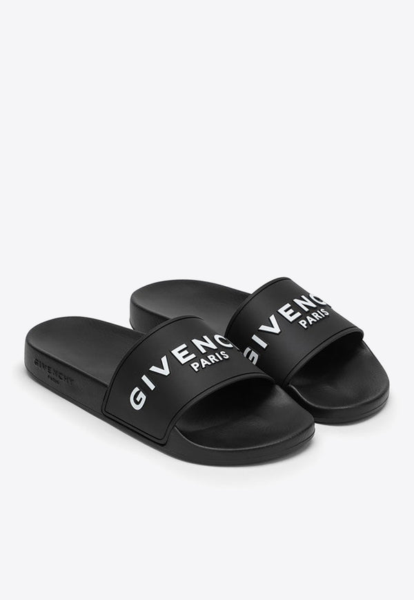 Givenchy Logo Rubber Slides BH301TH1H4/O_GIV-001 Black