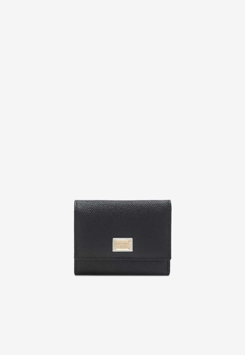 Dolce & Gabbana Logo Plaque Dauphine Leather Wallet Black BI0770A1001/S_DOLCE-80999