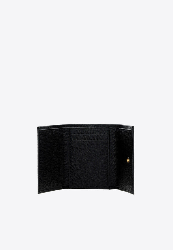 Dolce & Gabbana Logo Plate Leather Tri-Fold Wallet Black BI0770_A1001_80999