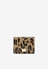 Dolce & Gabbana Logo Plate Leopard Print Wallet Brown BI1211 AM568 HA93M
