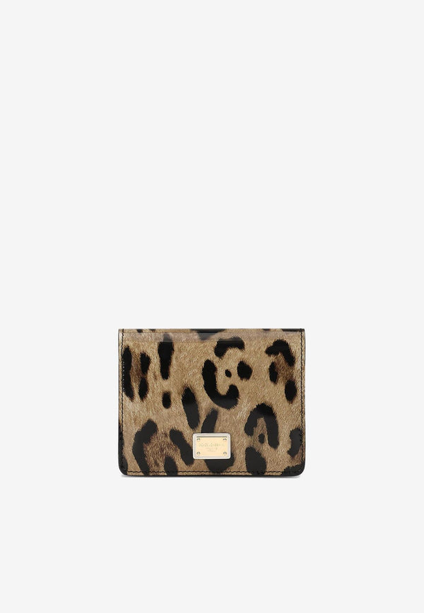 Dolce & Gabbana Logo Plate Leopard Print Wallet Brown BI1211 AM568 HA93M
