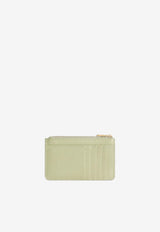 Dolce & Gabbana Logo Plaque Dauphine Calfskin Zip Cardholder Green BI1261 A1001 80527