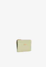 Dolce & Gabbana Logo Plaque Dauphine Calfskin Zip Cardholder Green BI1261 A1001 80527