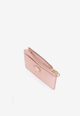 Dolce & Gabbana Logo Plaque Dauphine Calfskin Zip Cardholder Pink BI1261 A1001 8H402