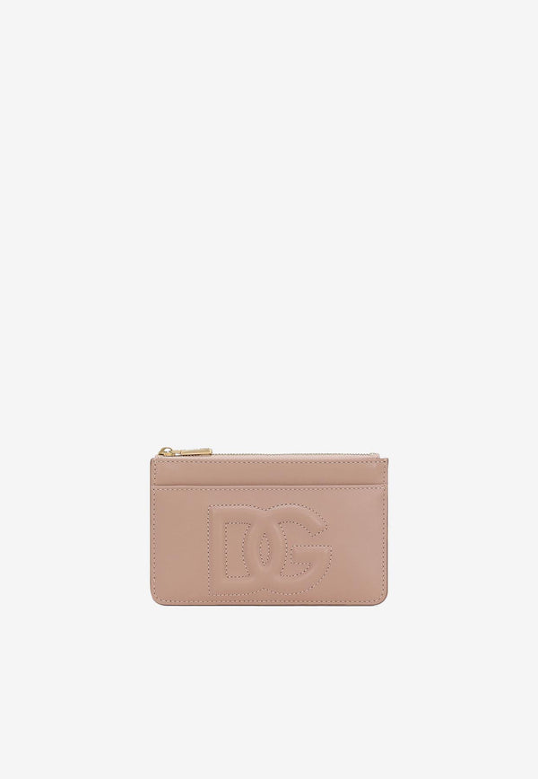 Dolce & Gabbana Medium DG Logo Zip Cardholder in Calf Leather Blush BI1261 AG081 80402