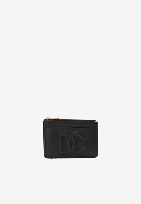 Dolce & Gabbana Medium DG Logo Zip Cardholder in Calf Leather Black BI1261 AG081 80999