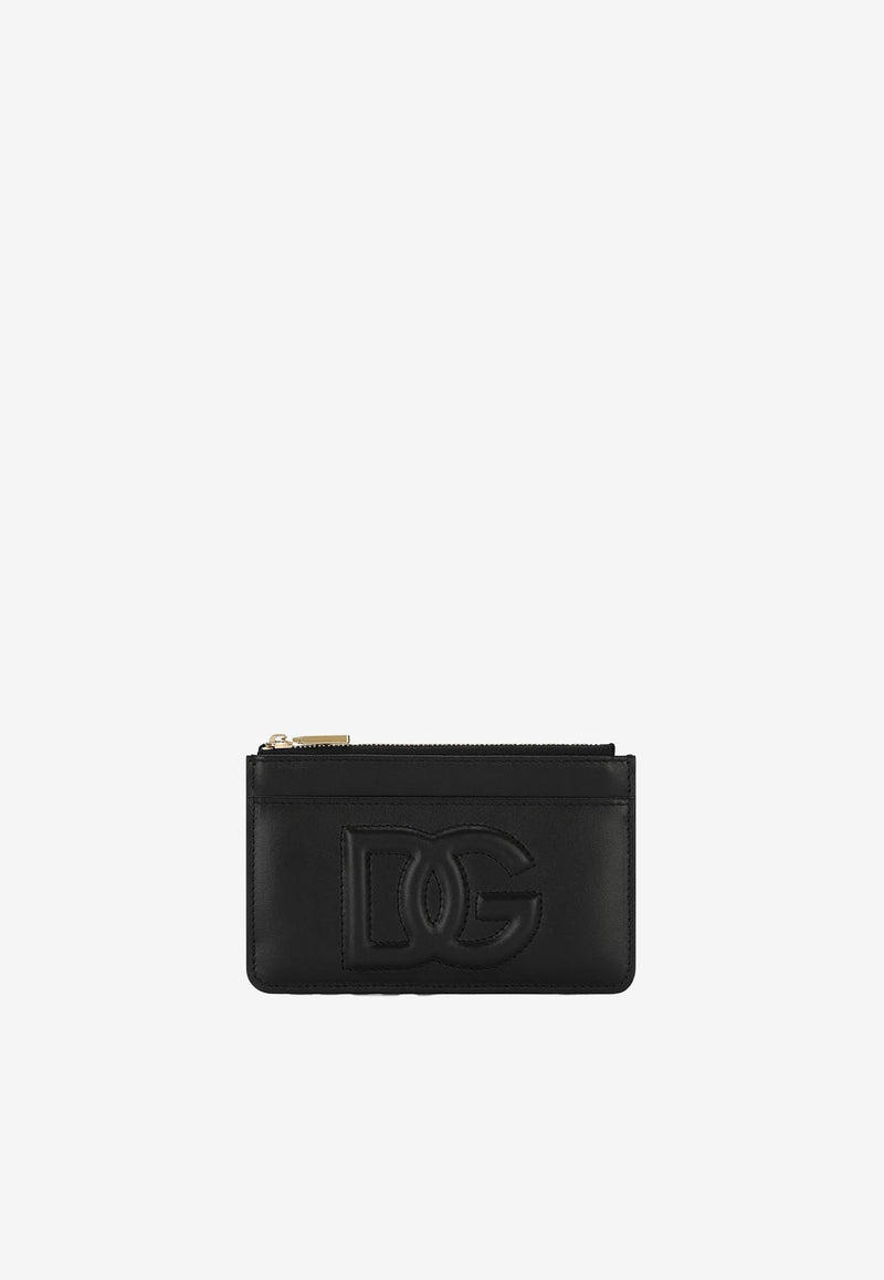Dolce & Gabbana Medium DG Logo Zip Cardholder in Calf Leather Black BI1261 AG081 80999