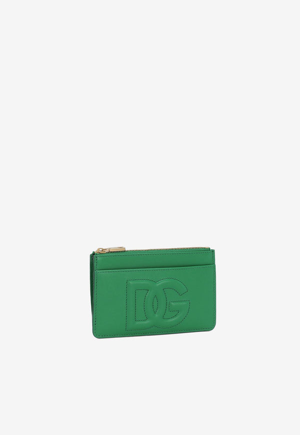 Dolce & Gabbana Medium DG Logo Zip Cardholder in Calf Leather Green BI1261 AG081 87192