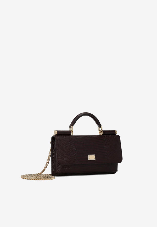 Dolce & Gabbana Mini Top Handle Bag in Iguana Print Leather Bordeaux BI3280 A1095 80342