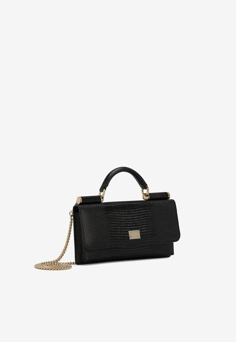 Dolce & Gabbana Mini Top Handle Bag in Iguana Print Leather Black BI3280 A1095 80999