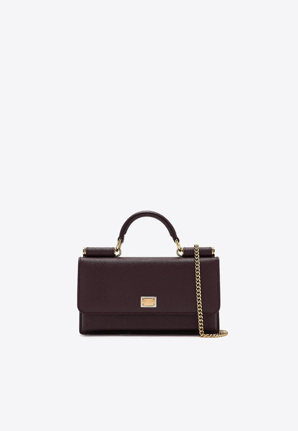 Dolce & Gabbana Mini Dauphine Leather Top Handle Bag Purple BI3280 A1001 8M073