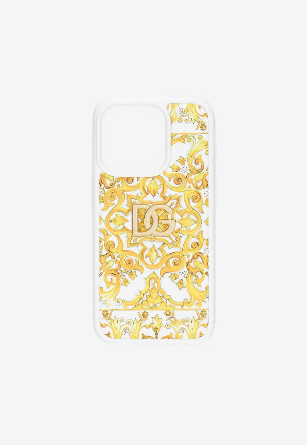 Dolce & Gabbana iPhone 15 Pro Majolica Print Cover BI3312 AT880 HG3OB Yellow