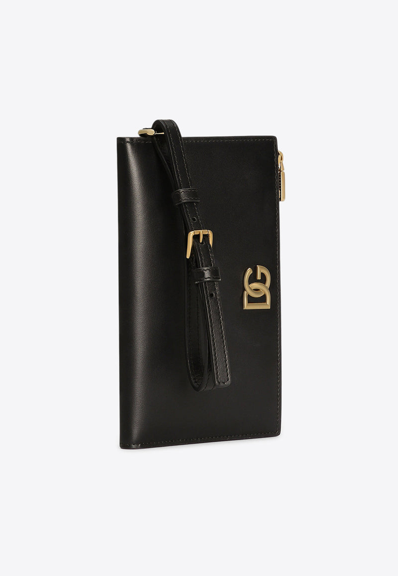 Dolce & Gabbana DG Logo Passport Holder in Calf Leather Black BI3336 AW576 80999