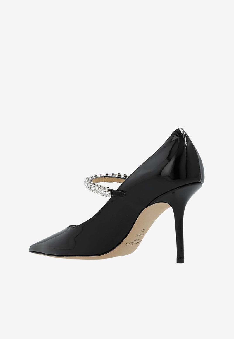 Jimmy Choo Bing 85 Crystal-Embellished Pumps in Patent Leather BING PUMP 85 PAT BLACK