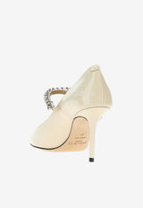 Jimmy Choo Bing 85 Crystal-Embellished Pumps in Patent Leather BING PUMP 85 PAT LINEN