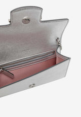 Jimmy Choo Bing Metallic Leather Clutch Bag Silver BING WALLET/CHAIN AZJ SILVER/SILVER