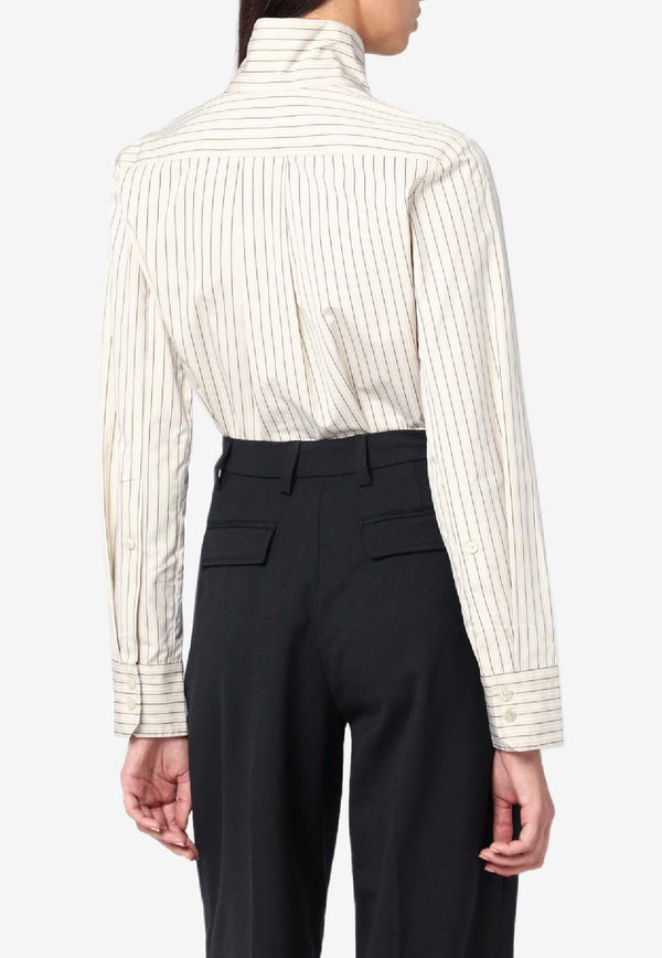 Patou Striped Blouse with Scarf-Collar Light Beige BL0440190CO_PATOU-5078