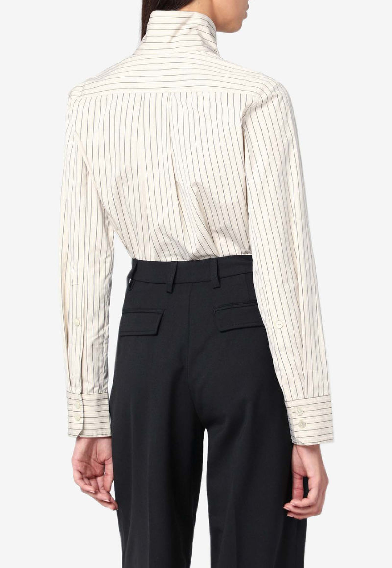 Patou Striped Blouse with Scarf-Collar Light Beige BL0440190CO_PATOU-5078