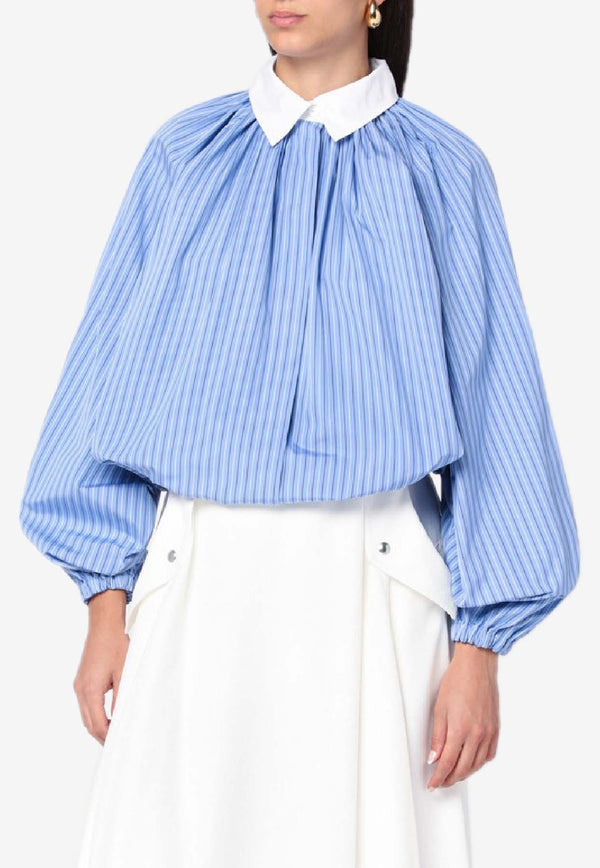 Patou Balloon-Sleeved Stripe Shirt Blue BL0500190CO/R_PATOU-5079