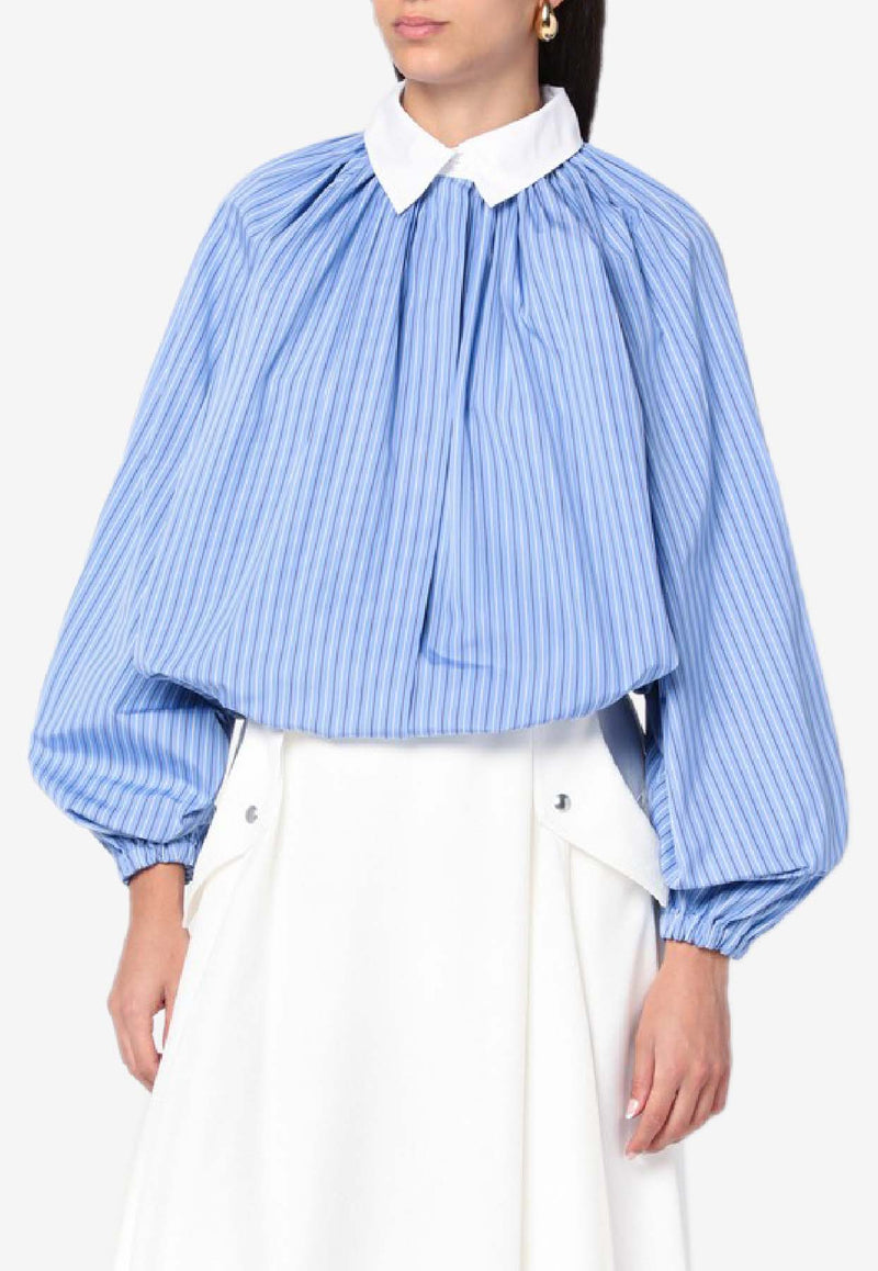 Patou Balloon-Sleeved Stripe Shirt Blue BL0500190CO/R_PATOU-5079
