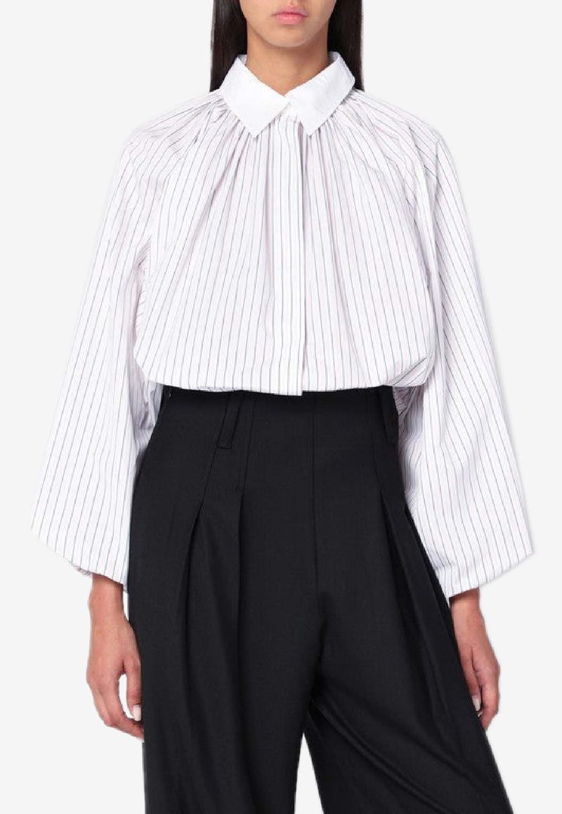 Patou Balloon-Sleeved Stripe Shirt White BL0500190CO/R_PATOU-5080