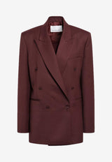 The Frankie Shop Monterey Double-Breasted Blazer Burgundy BLFS21525WO/S_THE-711
