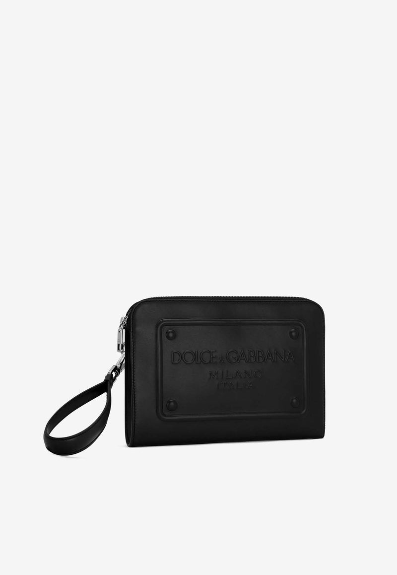 Dolce & Gabbana Small DG Milano Calf Leather Pouch Black BM1751 AG218 80999