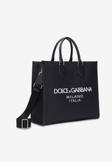 Dolce & Gabbana Large Rubberized Logo Top Handle Bag Navy BM2271 AG182 8C653