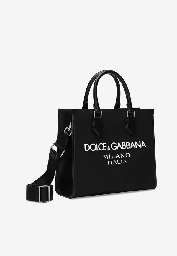 Dolce & Gabbana Small Rubberized Logo Top Handle Bag Black BM2272 AG182 8B956