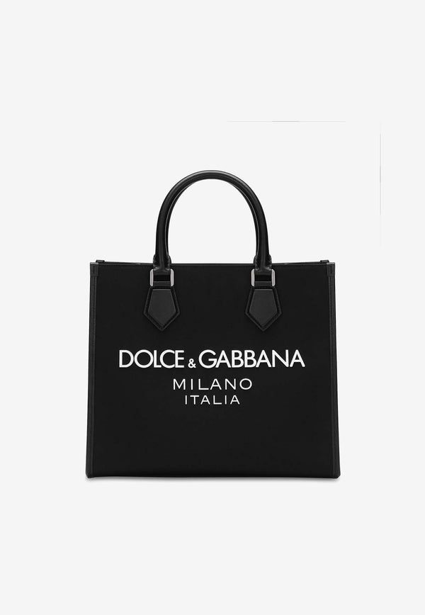 Dolce & Gabbana Small Rubberized Logo Top Handle Bag Black BM2272 AG182 8B956