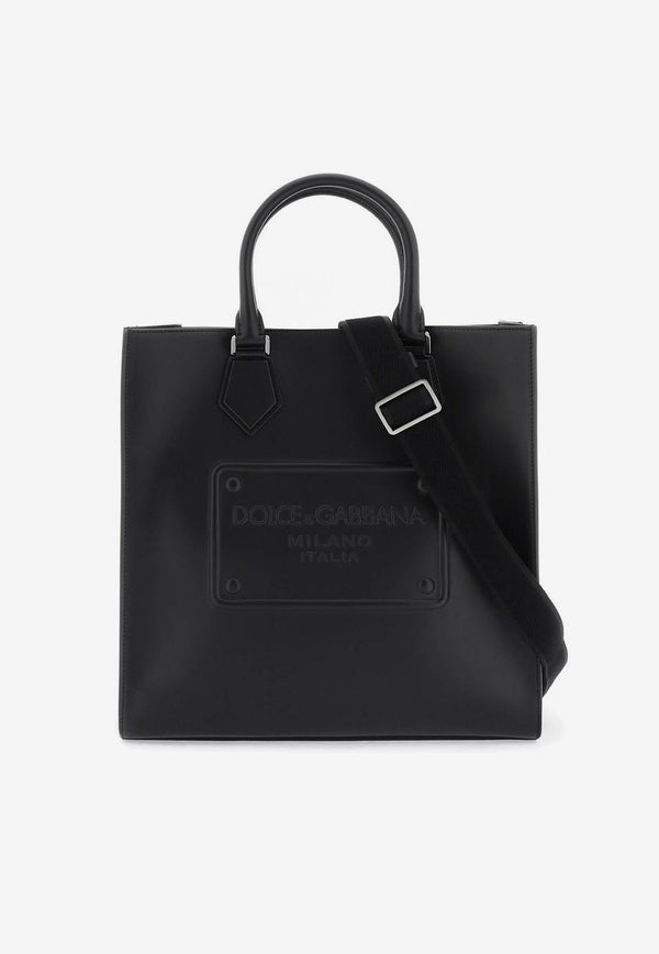 Dolce & Gabbana Logo-Embossed Top Handle Bag in Leather Black BM2273 AG218 80999