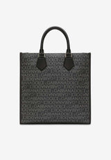 Dolce & Gabbana Medium Coated Logo Jacquard Tote Bag Black BM2273 AJ705 8B969