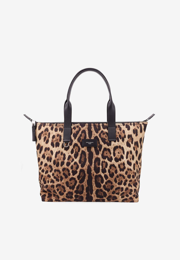 Dolce & Gabbana Adamo Leopard Print Tote Bag Brown BM2375A6F30_HY13M