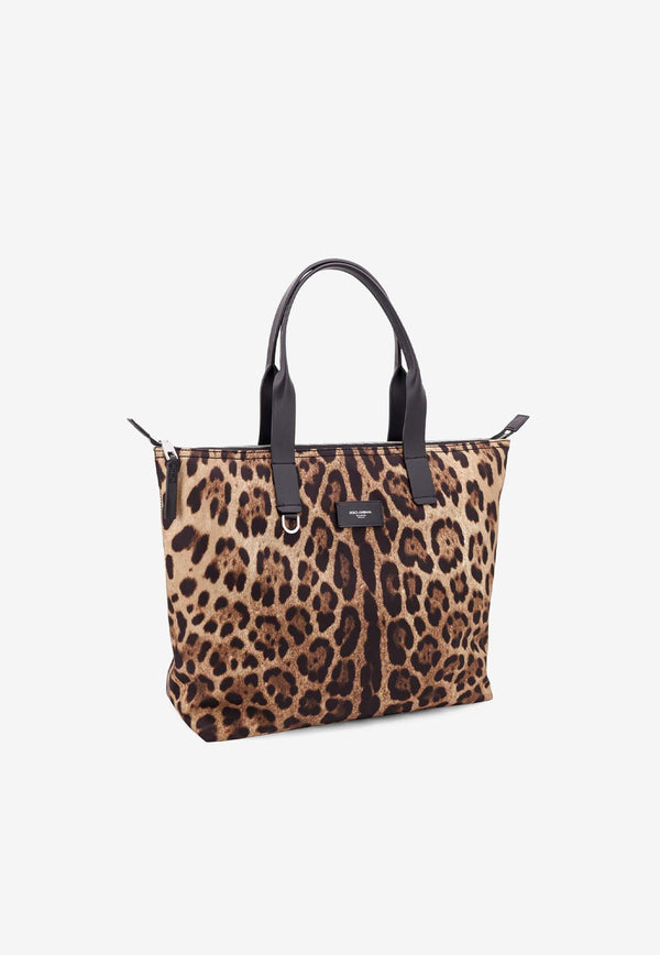 Dolce & Gabbana Adamo Leopard Print Tote Bag Brown BM2375A6F30_HY13M