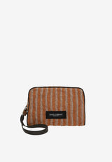 Dolce & Gabbana Striped Jacquard Pouch Bag Rust BM2500 A0389 8W177