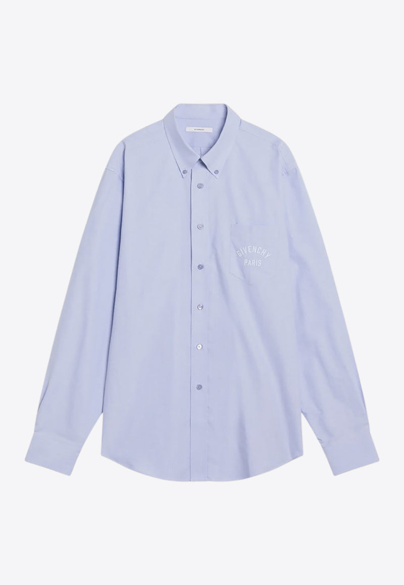 Givenchy Embroidered Logo Long-Sleeved Shirt Light Blue BM616915H7/R_GIV-453