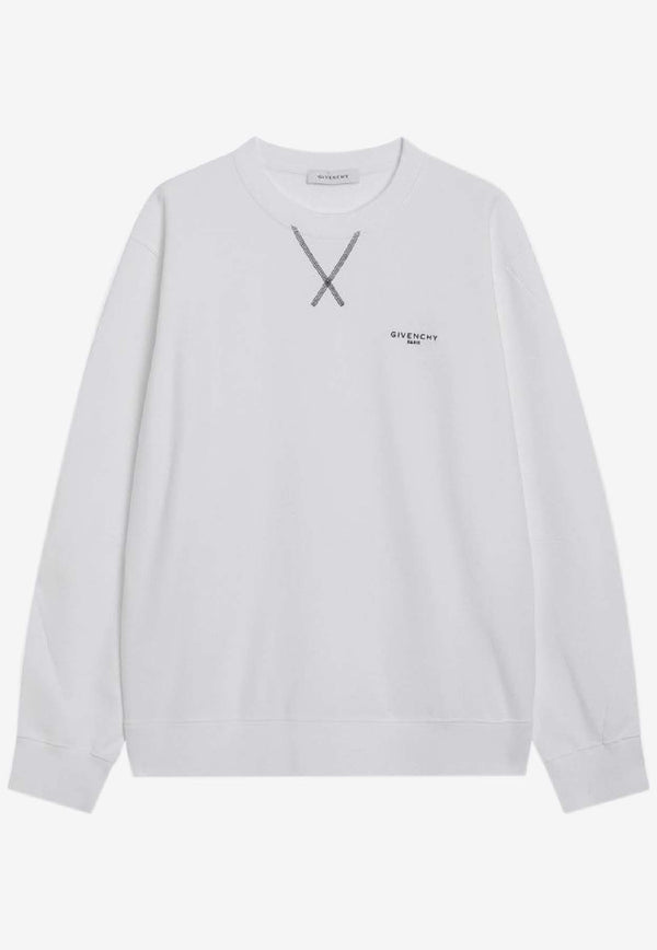 Givenchy Logo Embroidered Crewneck Sweatshirt White BMJ0P63YS1/S_GIV-100