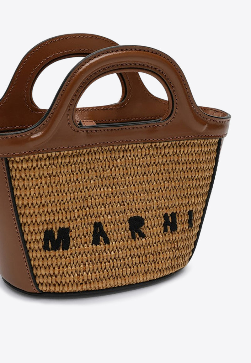 Marni Micro Tropicalia Leather and Raffia Shoulder Bag Brown BMMP0067Q0P3860/P_MARNI-00M50