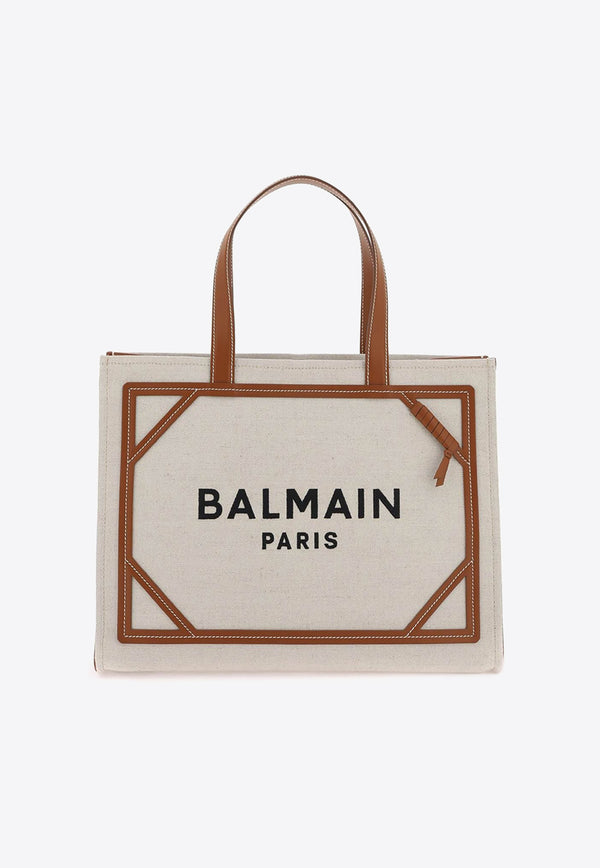 Balmain B-Army Logo Embroidery Tote Bag BN1FF810TDCSNATURAL