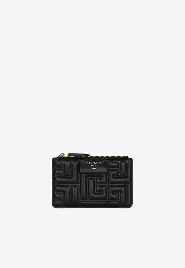 Balmain 1945 Quilted Leather Cardholder BN1MD199LPBQBLACK