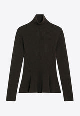 Max Mara Bolsena Turtleneck Peplum Sweater Green BOLSENA1234WO/R_MAXM-006